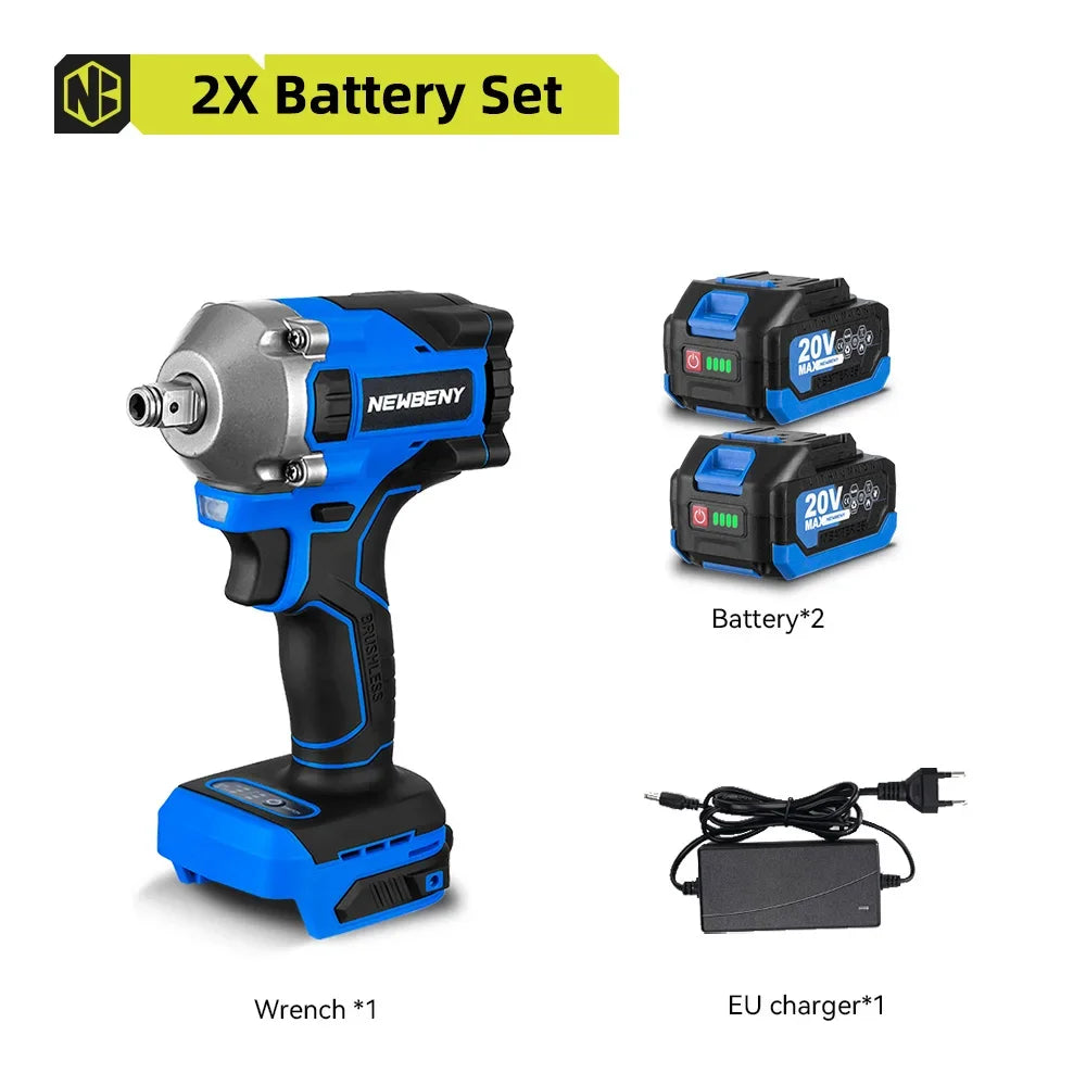 NEWBENY 1000N.m Brushless Electric Wrench 3 Gear Cordless Handheld Impact Wrench Driver Power Tool For Makita 18V Battery Pin
