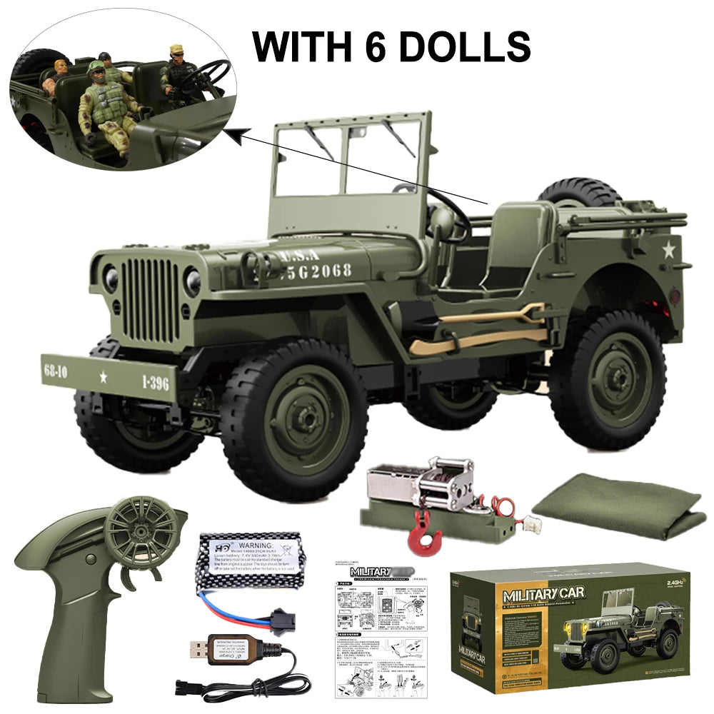 JJRC C8815 4WD Off-road RC Car RTR Crawler 2.4G 1941 Mb Scaler Willys Jeep Climbing Scale Military Truck Vehicle Adult Kids Toy