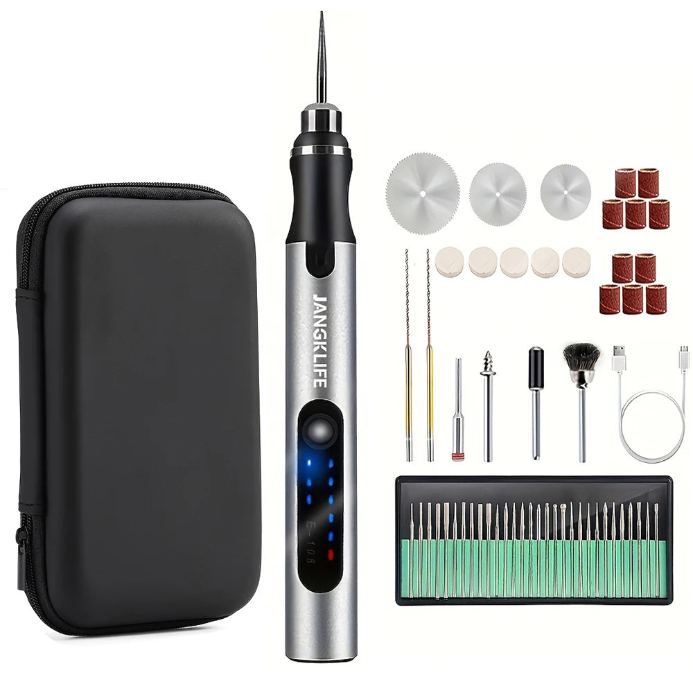 JANGKLIFE USB Cordless Rotary Tool Kit Woodworking Engraving Pen DIY For Jewelry Metal Glass Mini Wireless Drill