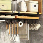 Kitchen Hanging Organizer Rack with Hooks Under Cupboard Paper Towel Rags Hanger Cutting Board Pot Cover Holder Storage Shelf