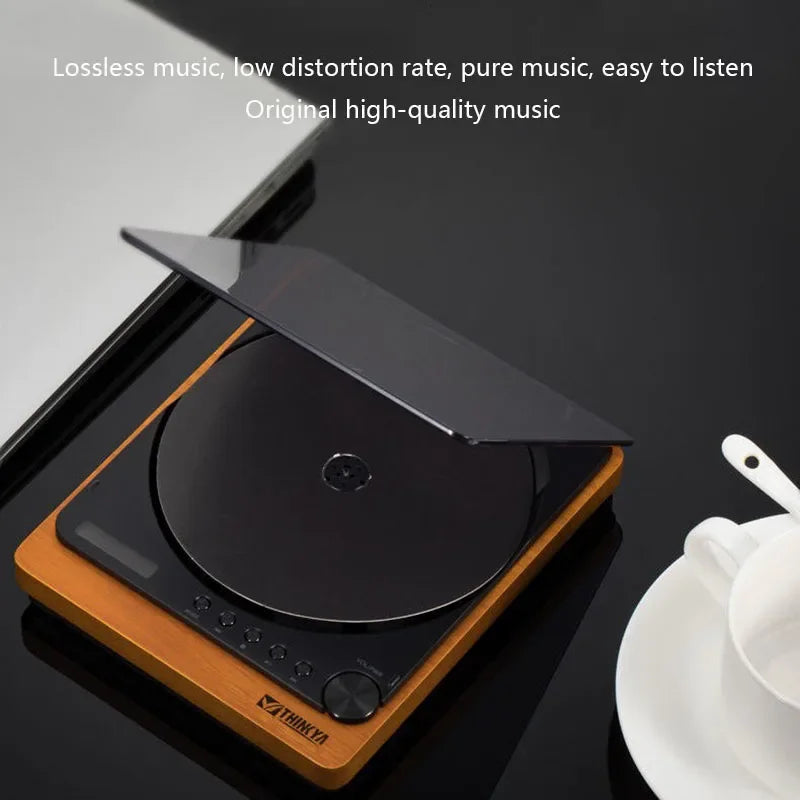 Audiophile CD Player Bluetooth 5.1 Wooden Portable USB Music Turntable Digital Optical Output Retro Elegant Home HIFI CD Player