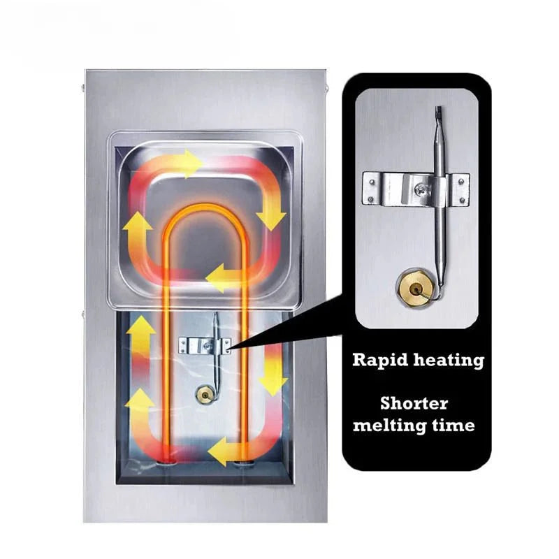 Chocolate melting pots commercial double hot chocolate dipping melting machine cylinder electric warmer melter 2 Lattices