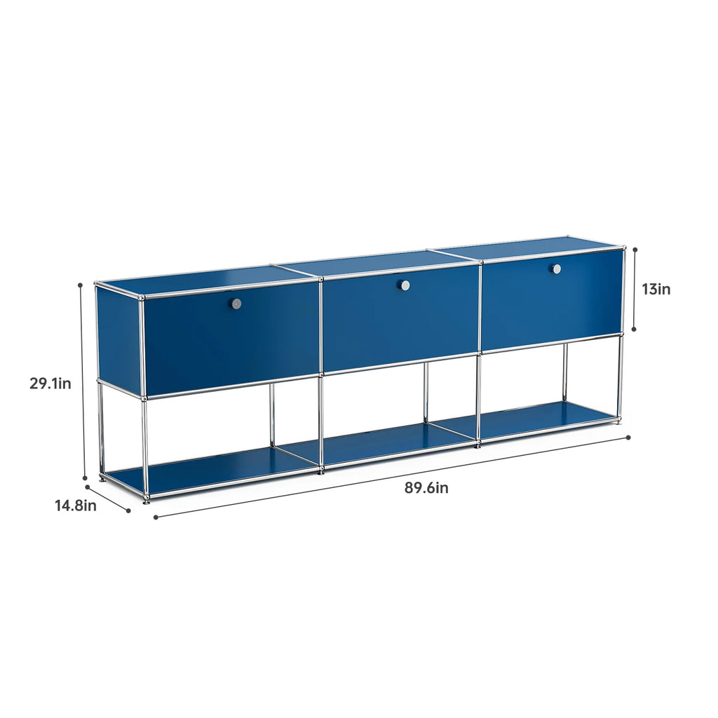 Storage Cabinet Storage Shelf Stainless Steel Metal Board Living Room Cabinet Sideboard Cabinet Modular Furniture-No Keys