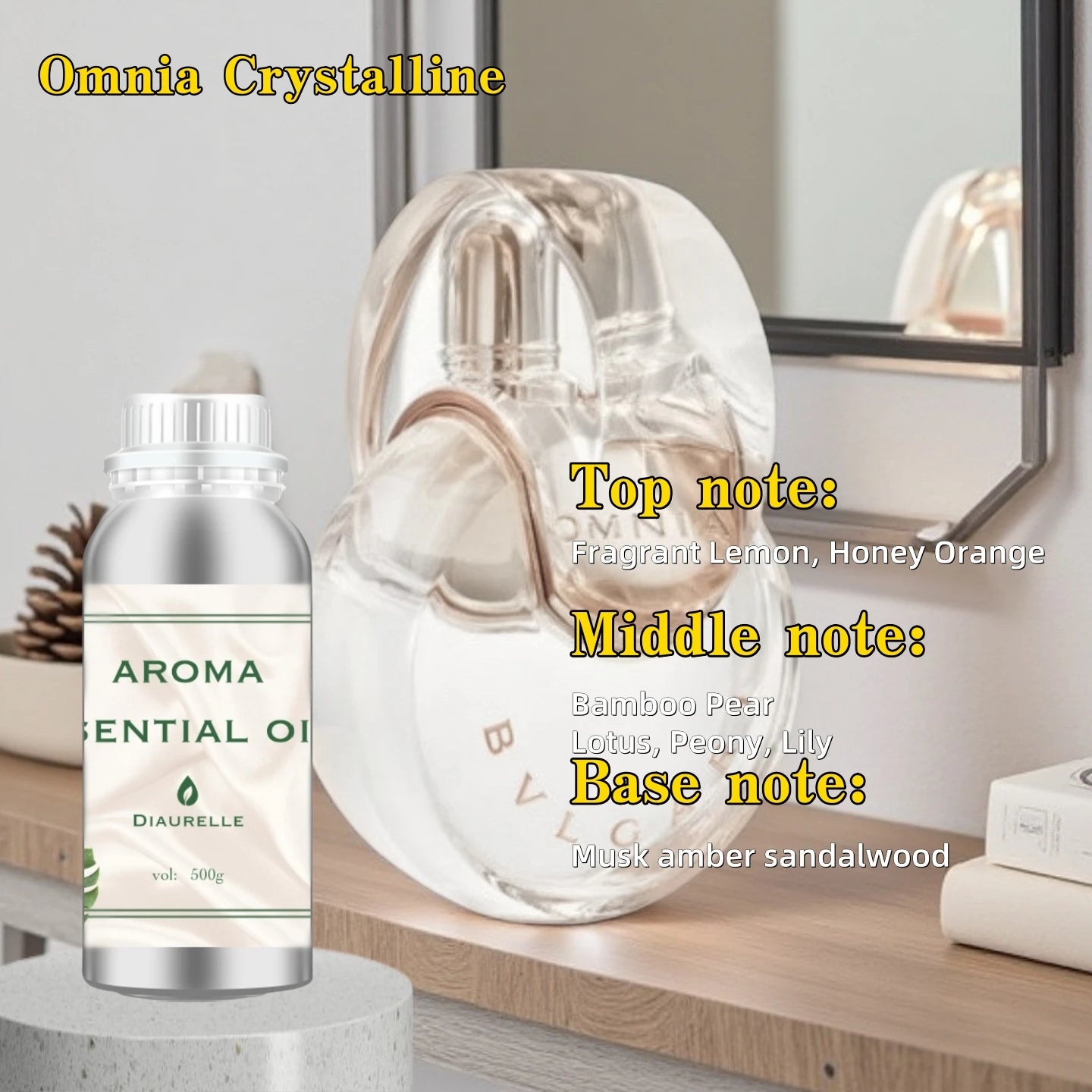 Diaurelle Hotels 500ML Long-Lasting Perfume Oil for Diffuser Hotel Home Air Freshener Strong Refreshing Aroma