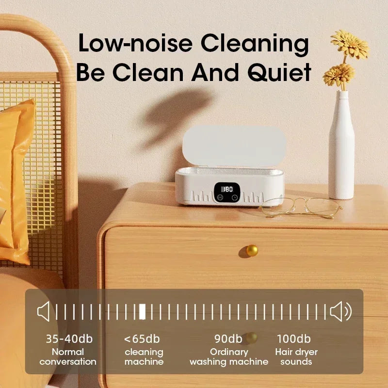 Mini Ultrasonic Household Cleaner High-Frequency Vibration Tool for Glasses Jewelry Tableware Deep Cleaning