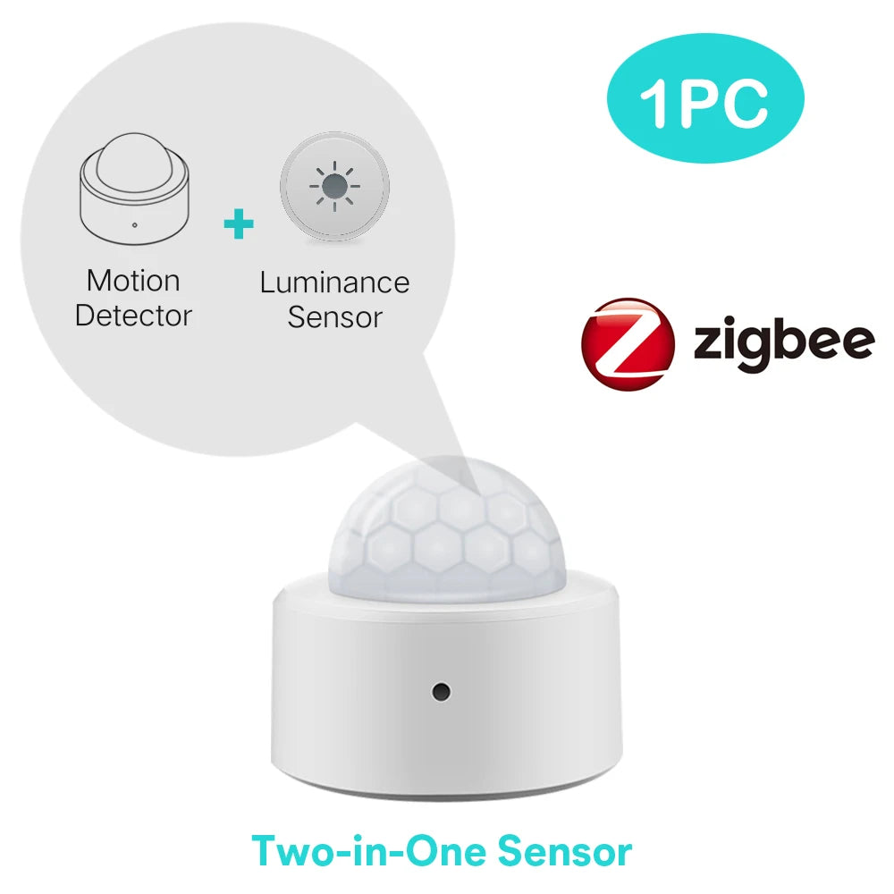 Tuya Zigbee 3.0 Mini PIR Motion Movement Human Body Detector with Brightness Luminance Sensor Lux Meter Home Security Alarm
