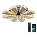 Luxury Crystal Ceiling Fan Lamp Led APP Remote Control Invisible Blade Variable Ceiling Chandelier Lamp For Bedroom Living Room