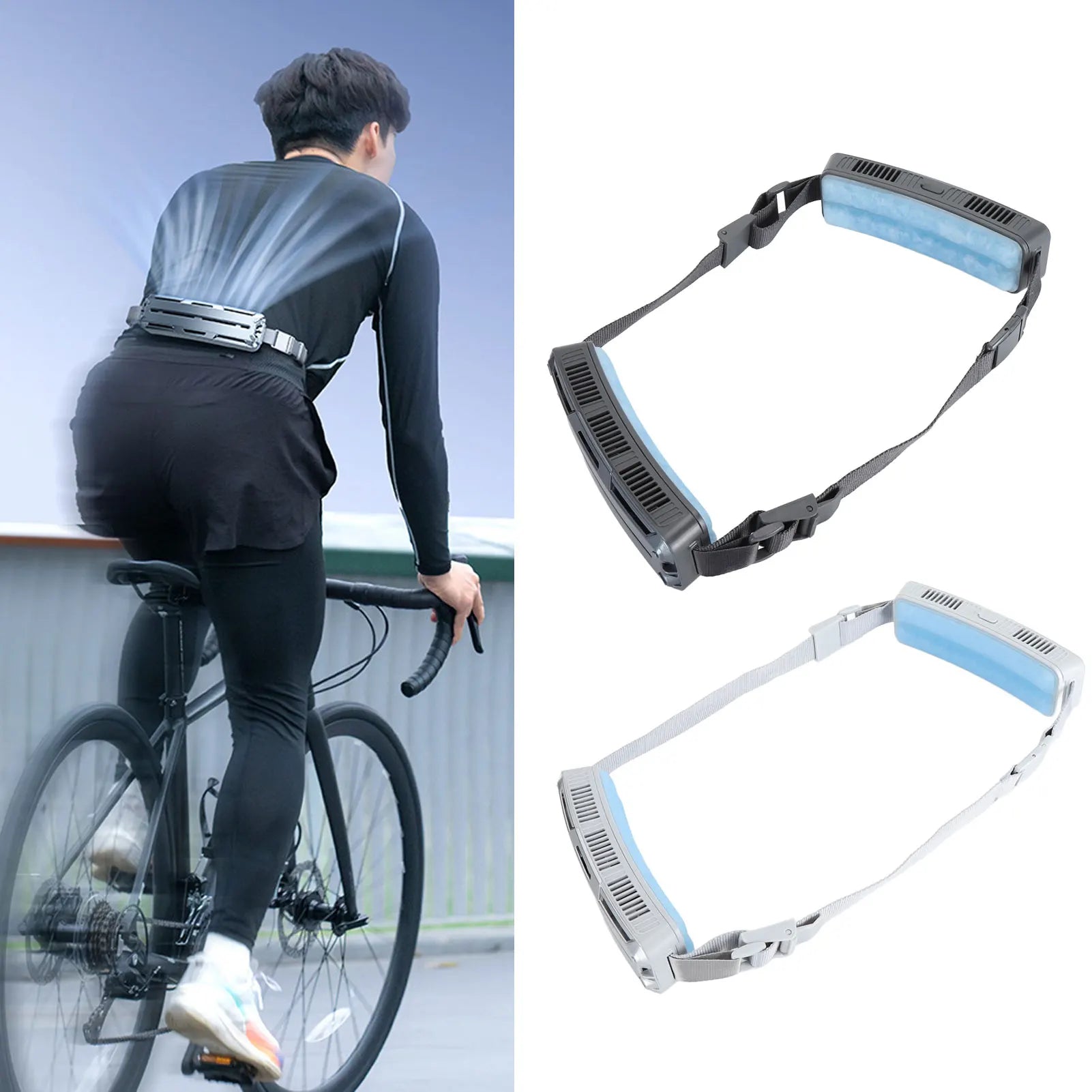 Wearable Waist Fan Multifunctional 3 Speeds Adjustable Ice Compress Ef