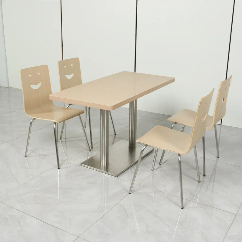Ekintop Modern Minimalist Rectangle School Library Reading Room Furniture Restaurant Canteen Wooden Frame Dining Chair Table