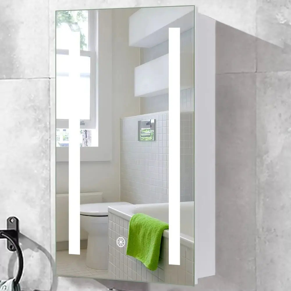 LED Illuminated Anti-fog Wall Mounted Mirror Cabinet Touch Switch with Shaver Socket,500x700MM