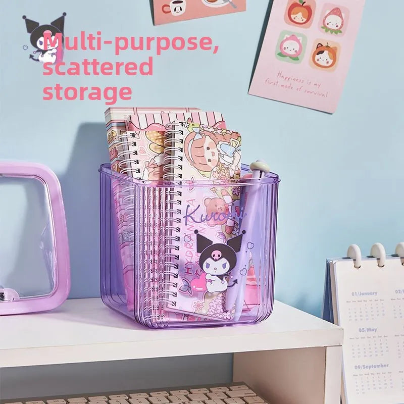 Hello Kitty Cartoon Desktop Trash Can Kawaii Exquisite Creative Home Office Desk Wastebasket Children's Mini Storage Box