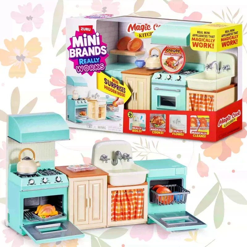 in Stock Mini Brands Magic Cook Kitchen Set Surprise Toy Mini Appliances Really Works Washing Machine Oven Stove Toy Children