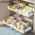 GENGSHENG Kitchen Storage Rack with Sliding Rails，Pull Out Kitchen Drawer Storage Tray，Cabinets Organizer，SpiceBox Storage Shelf