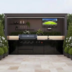 Customized  Outdoor Kitchen Unit BBQ Island Cart with Side Table Rolling Workstation Multi-Functional Patio Grill Station