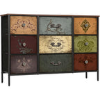 Dresser for Bedroom with 9 Deep Fabric Drawers, Wide TV Stand Storage Cabinet, Colorful Chest of Drawers for Closet, Nursery, En