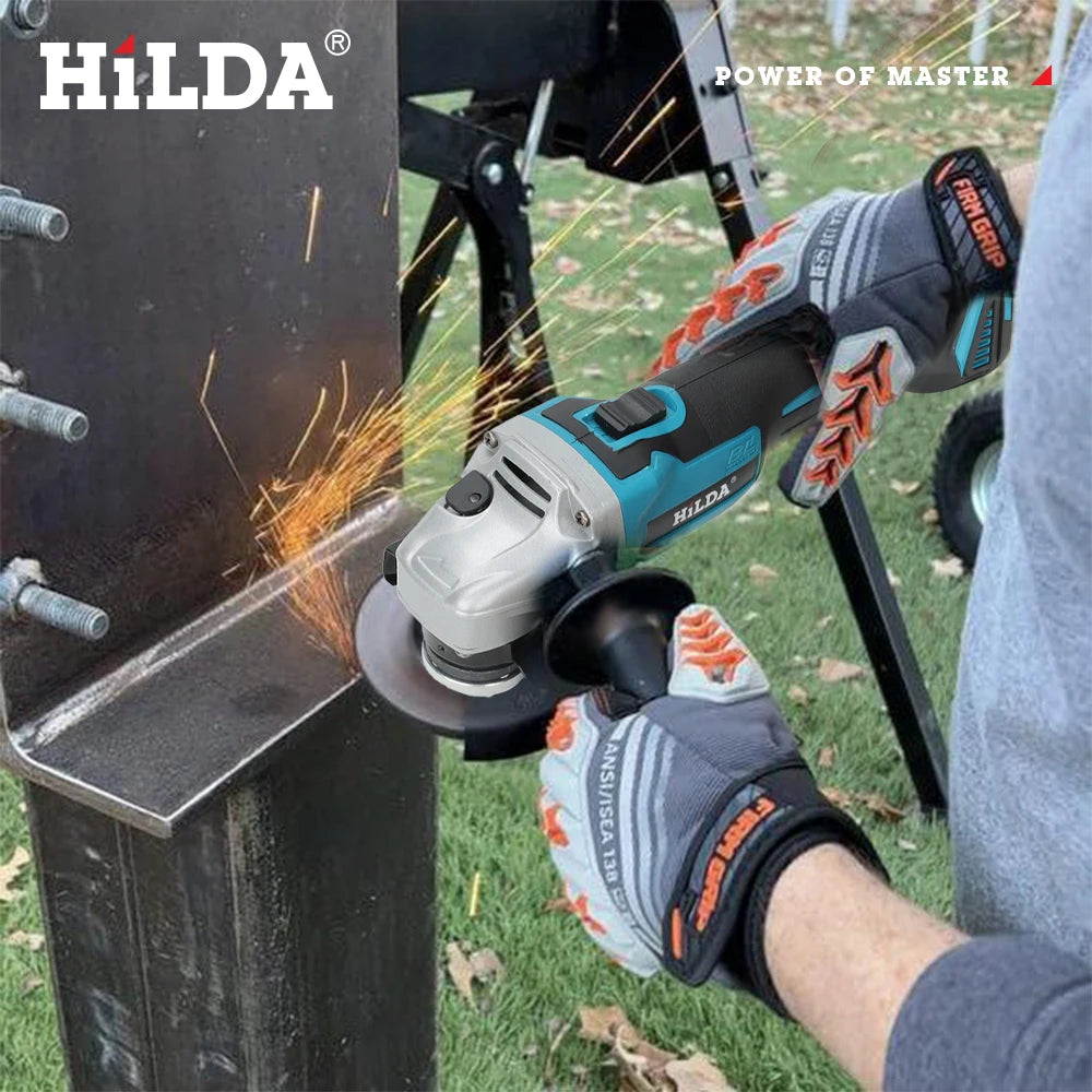 HILDA 125mm Brushless And Brushed Angle Grinder Cordless Grinding Machine Cutting Woodworking Power Tool For Makita 18V Battery