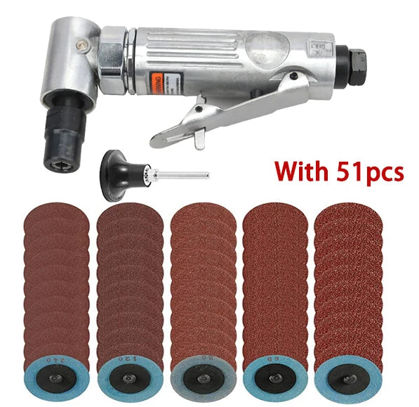 1/4 Air Angle Die Grinder 90° Pneumatic Grinding Machine Mini Poratble Cut Off Polisher Mill Engraving Tool With Sanding Discs