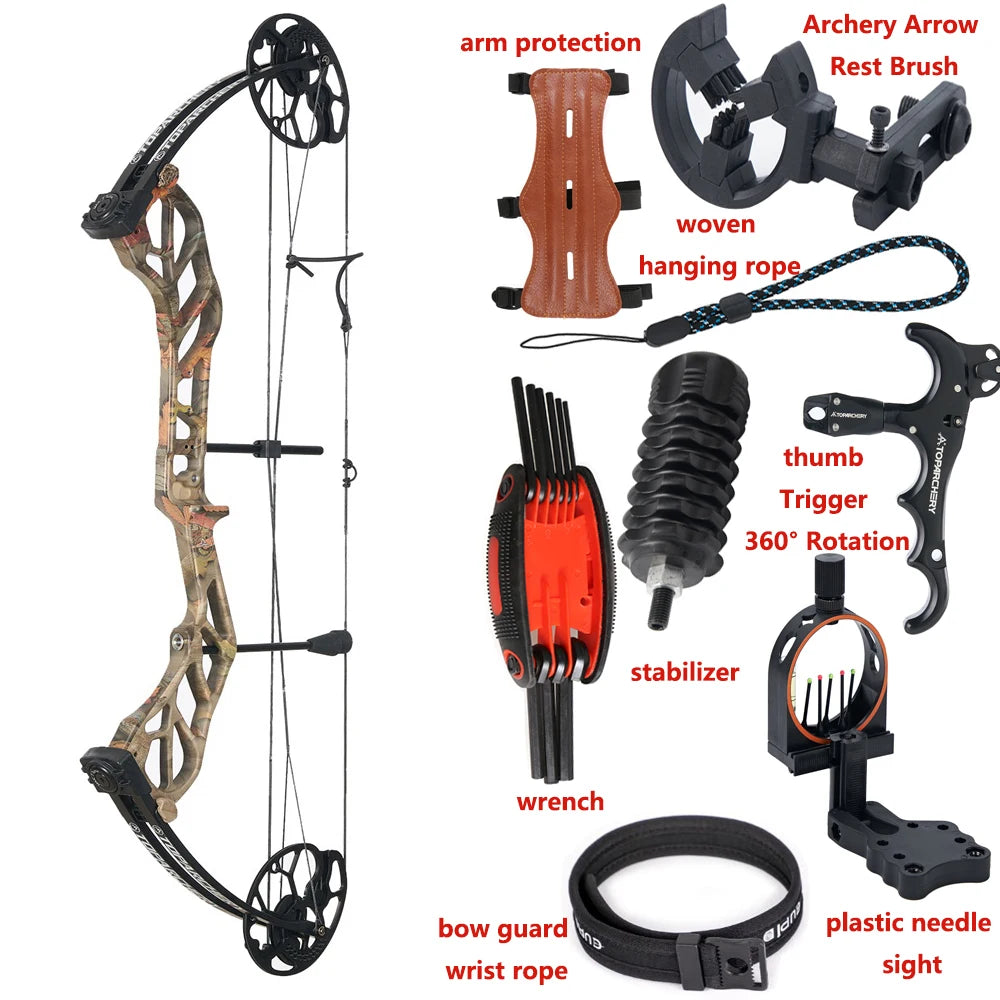 Compound Bow Archery Sets  Adjustable Draw Weight 19-70lbs IBO 320 FPS for Outdoor Hunting Target Shooting Bow Accessories Kit