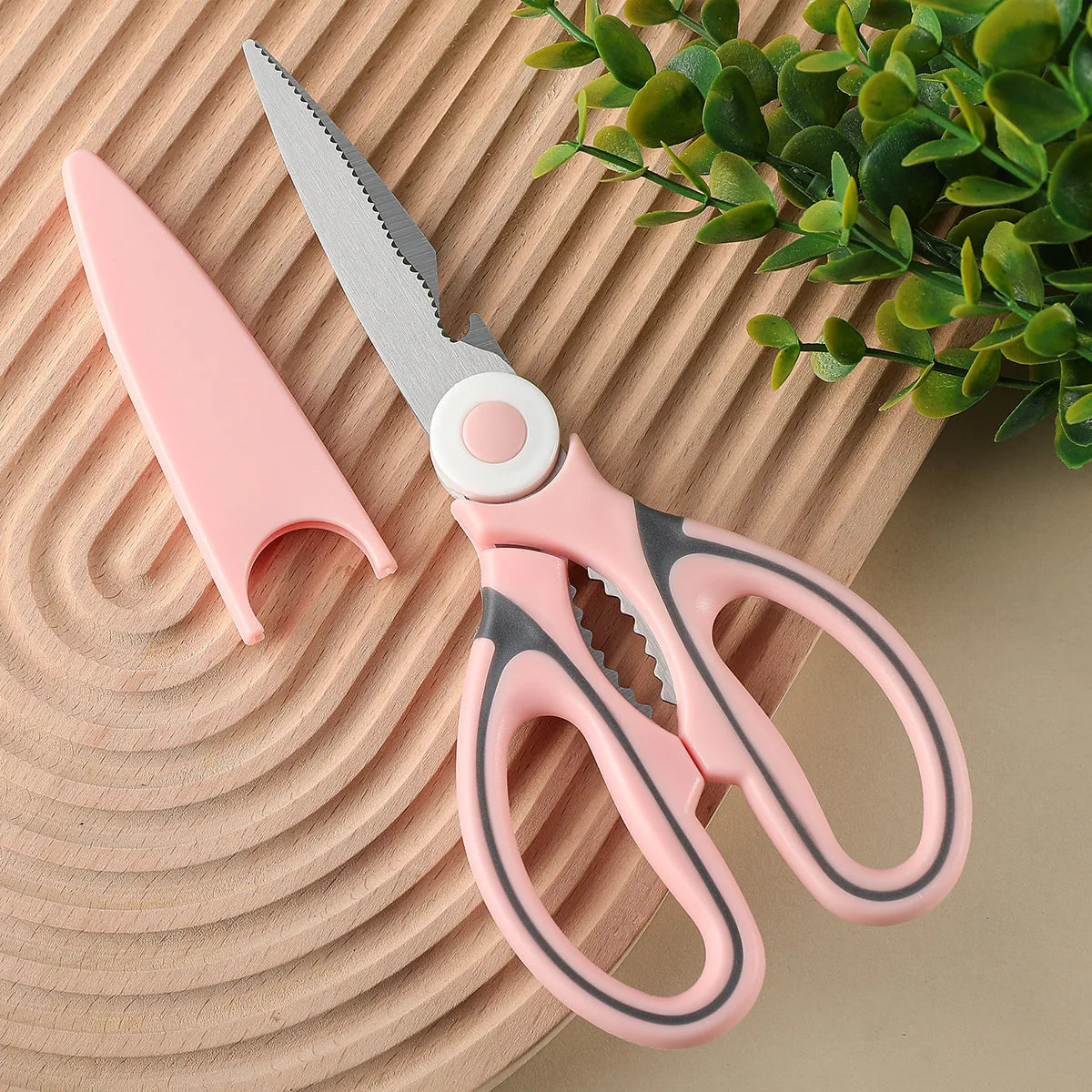 Kitchen Food Scissors Stainless Steel With Lid Chicken Fish Cut Vegetables Roast Broiler Bone Can Be Opened To Clip Walnuts Tool