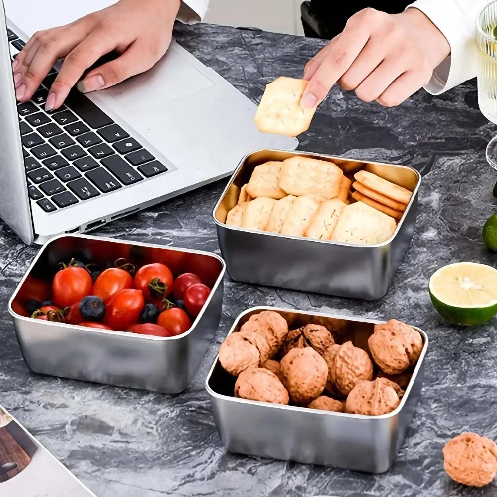 6Pcs Stainless Steel Food Containers, Kitchen Tools & Accessories, Kitchen Items Leakproof Stackable for Camping Picnic
