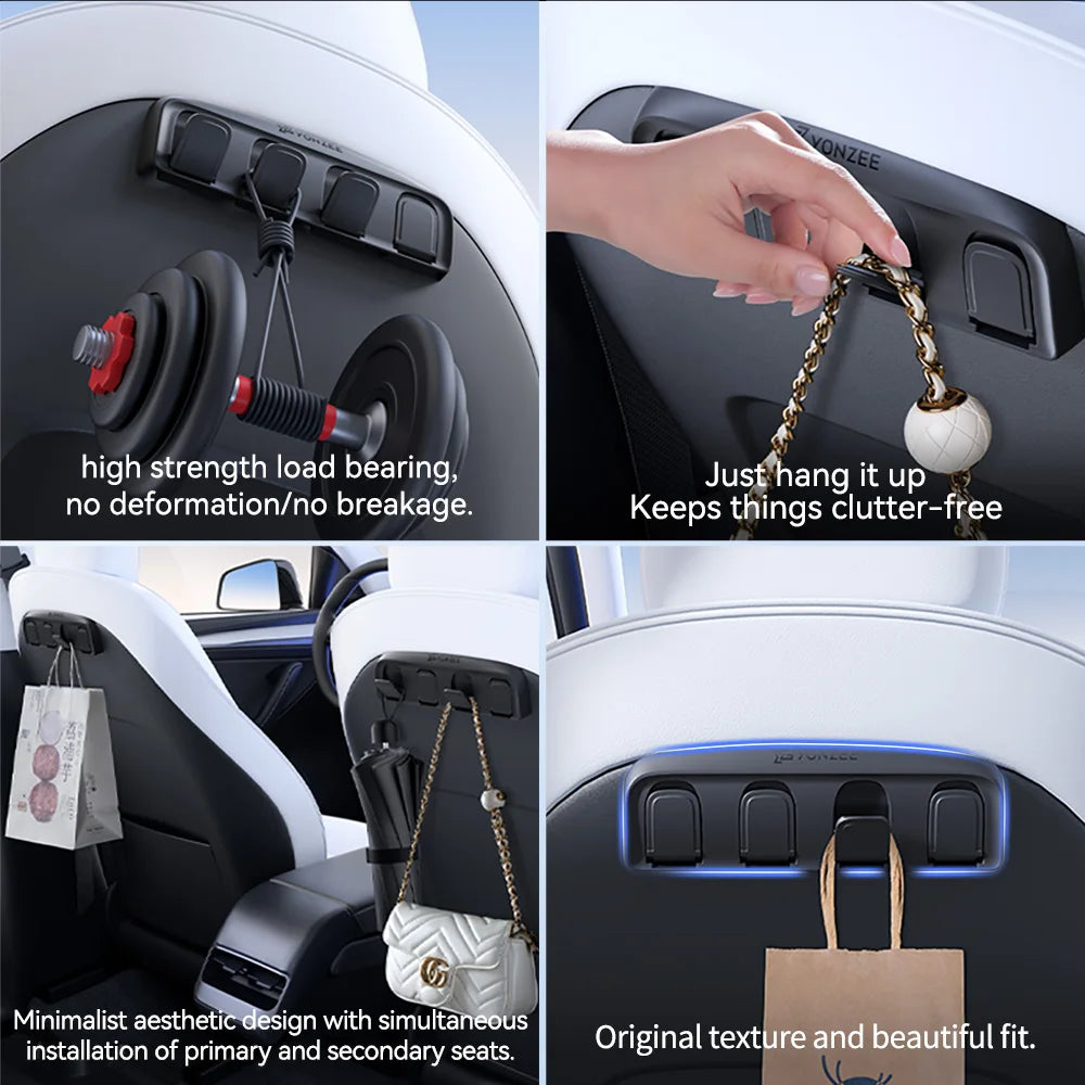 YZ for Tesla Model Y 3 Highland Juniper 2021-25 Folding hidden hooks for back seat ABS material Automotive Interior Accessories