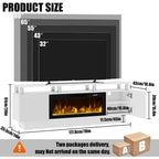 70" Fireplace TV Stand with 36" Electric Insert & LED Lights, Fits 80" TVs | AlluCanFind