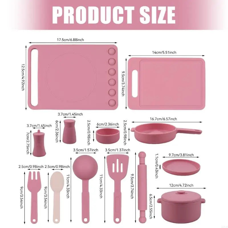 Kids Pretend Play Kitchen Toy Set With Realistic Cooking Utensils Soft Safe Silicone For Ages 3 And Up A2UB