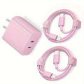 Fast Charging Secure Power Adapter With Dual PD20W USB-C Charger And 2 Type-C To Lightning Cables For IPhone 14/13/12/11/XS/XR