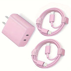 Fast Charging Secure Power Adapter With Dual PD20W USB-C Charger And 2 Type-C To Lightning Cables For IPhone 14/13/12/11/XS/XR