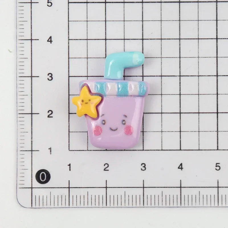 10/100pcs Cartoon Beach Umbrella Slippers Series Decorated Flatback Resin DIY Cabochon Crafts Supplies Hair Clips Decor Material