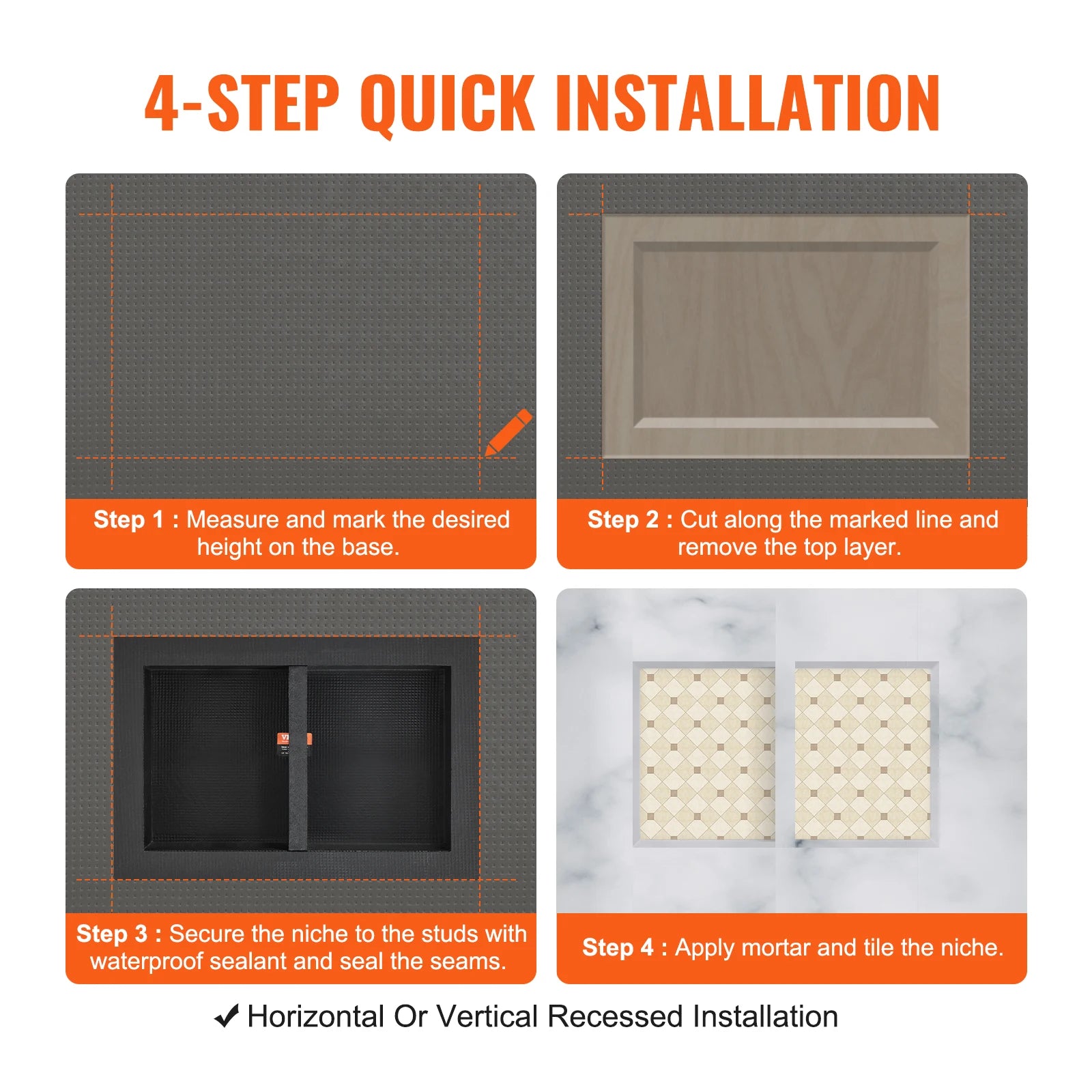 SucceBuy Shower Niche Ready for Tile Shelf Organizer  Corners Niche Re