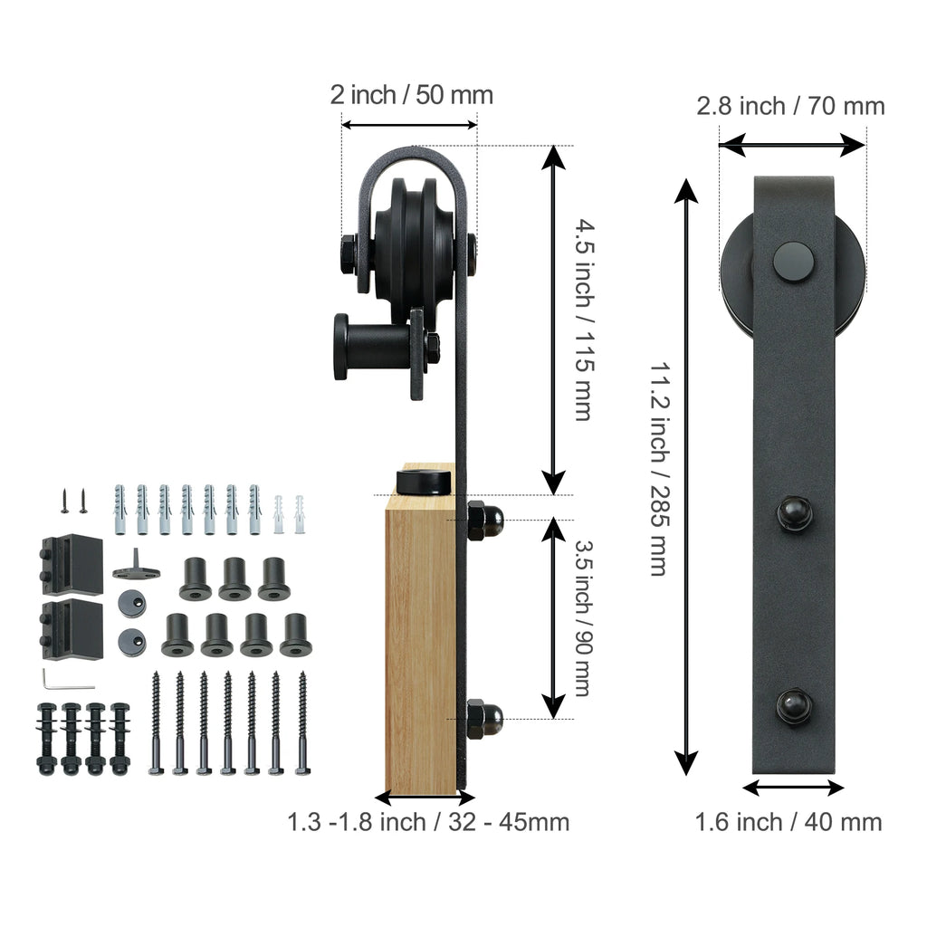 SucceBuy 8/10FT Sliding Barn Door Hardware Kit 330LBS Heavy Duty Barn Door Track Kit for Double Doors W/ Smooth & Silent Pulley
