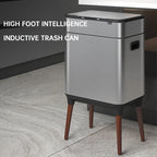 30L Smart Sensor Trash Can Bathroom Kitchen Tall Trash Can Light Luxury Stainless Steel Large Capacity Waterproof Free Gift