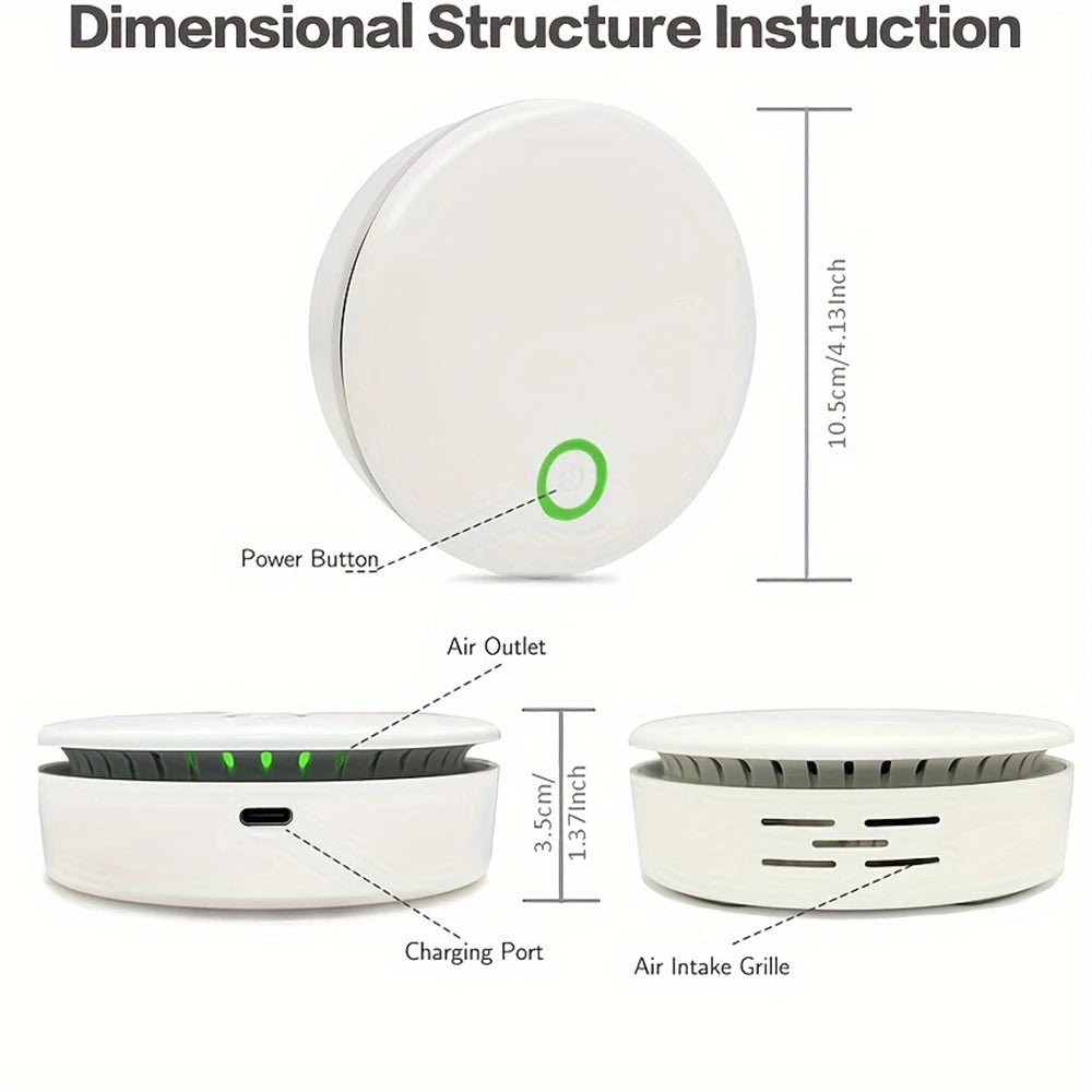 Portable Air Purifier Negative Ion And Ozone Generator Rechargeable Pu