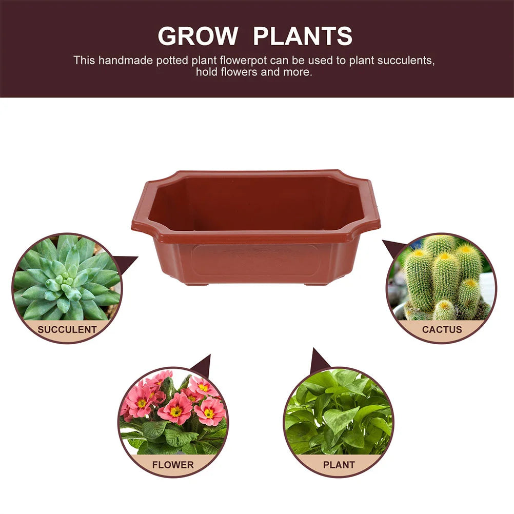 10 Pcs Plastic Planting Pot Classic Ceramic Flowerpot Bonsai Planter Garden Container Household Succulent Vase