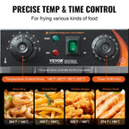 SucceBuy Commercial Deep Fryer Electric Countertop Fryer with Basket Stainless Steel Single Oil Fryer with Time & Temp Control