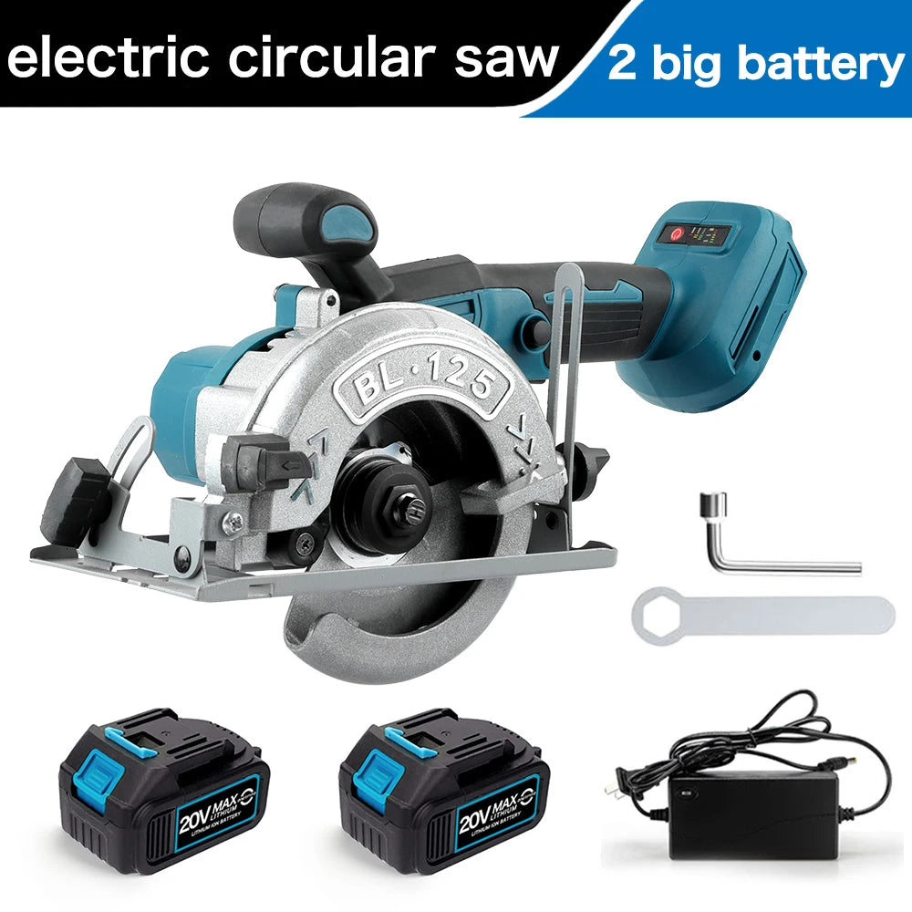 Brushless Circular Saw 125mm Cordless Electric Saw Adjustable Wood Cuttiing Machine Handheld Woodworking Saw for Makita Battery
