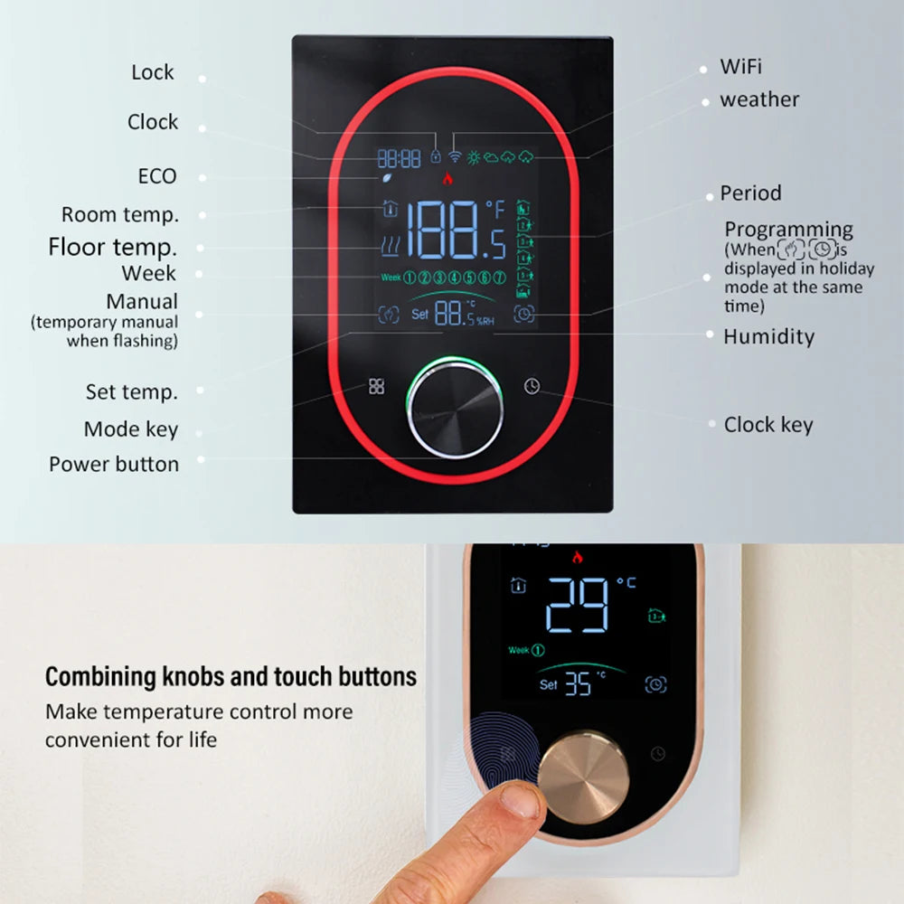 Tuya 5A/16A House Smart WiFi Thermostat Water Electric Heating Gas Boiler Floor Heating  Touch Screen Temperature Controller