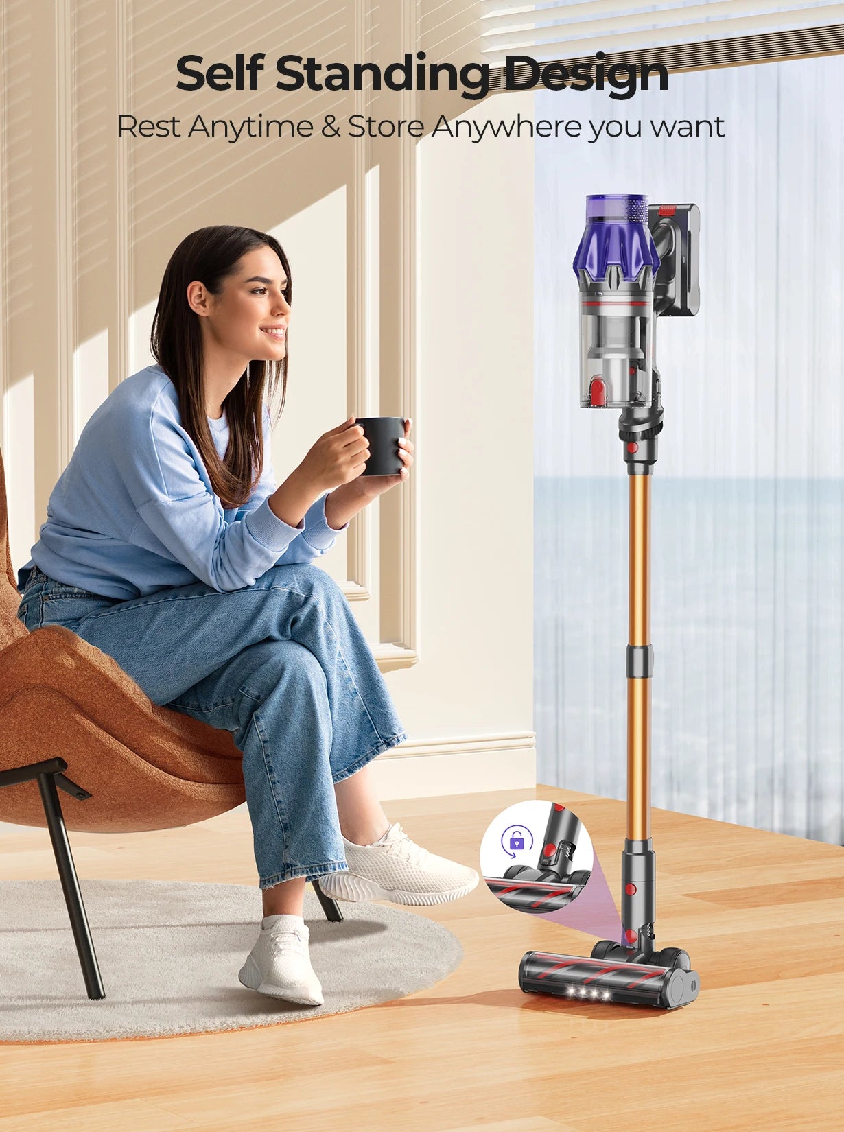 Laresar v7 Cordless Vacuum Cleaner 500W 50KPA Suction Power Handheld smart Home appliance Dust Cup Removable Battery