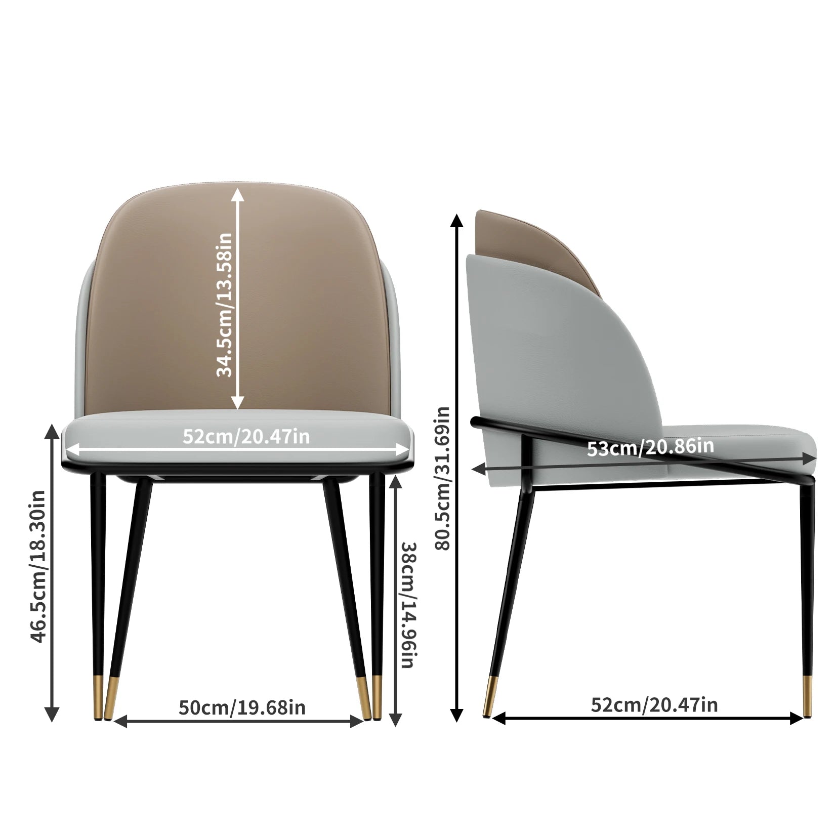LUVODI Luxury Set Of 2 Dining Chairs Kitchen Accent Leisure Microfiber Leather Living Room Chairs for Dining,Kitchen,Study Room