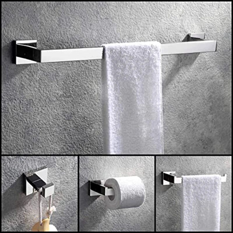 Chrome Polished Bathroom Hardware Mirror Chrome Polished Towel Rack Toilet Paper Holder Towel Bar Hook Bathroom Accessories