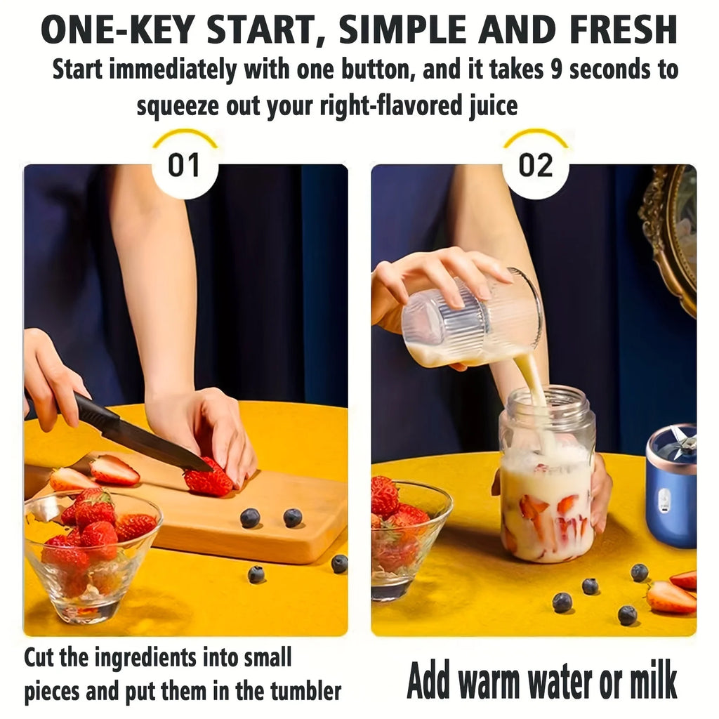 6 Blades USB Portable Juicer Maker, Juicer Fruit Juice CupAutomatic Small Electric Juicer Smoothie Blender lce CrushCup