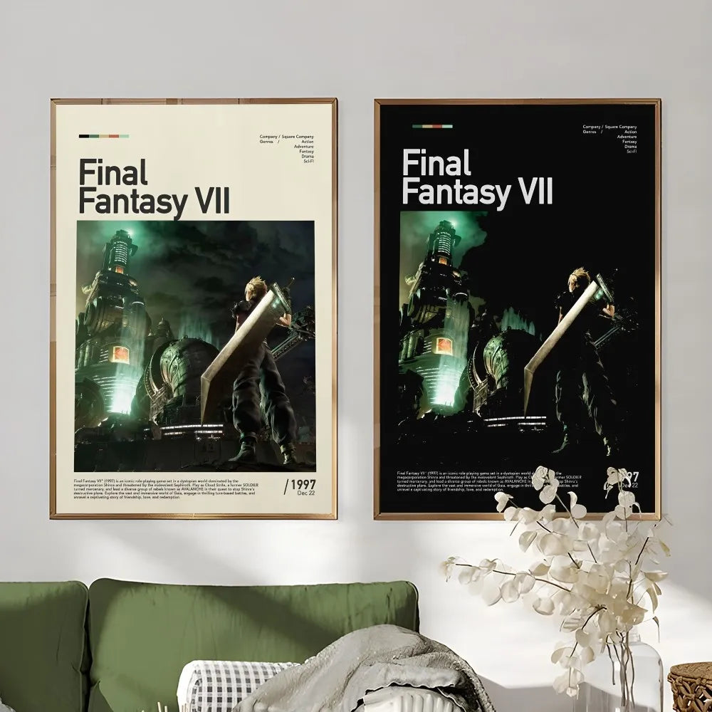 F-Final F-Fantasys Game Cool Poster Sticky Wall Art Printing Waterproof Home Living Bed Room Bar Aesthetic Decor