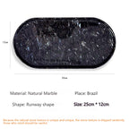 Luxury Green Marble Oval Tray: Bathroom Organizer & Fruit Serving Platter, Waterproof Stone Decor for Hotel Spa Home Kitchen