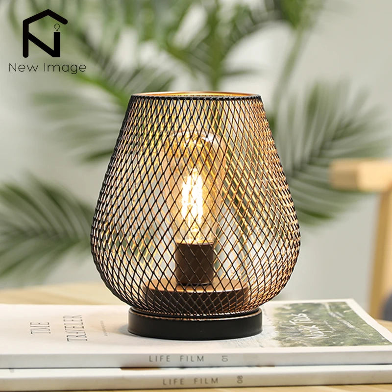 Nordic Metal Hollow Cage Candle Holder LED Lantern Battery Powered Cordless Lamp for Wedding Living Room Table Home Decor