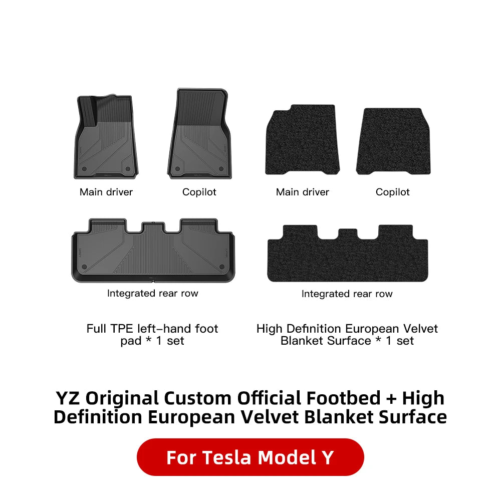 YZ For Tesla Floor Mats Model 3 Y Highland 2021-2024 Car Four Seasons Waterproof Non-slip Floor Mat TPE Special Car Accessories