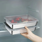 3Pcs Stackable Stainless Steel Food Containers, Kitchens Accessories, Stores Knives, Reusable for Kitchen & Fridge Storage