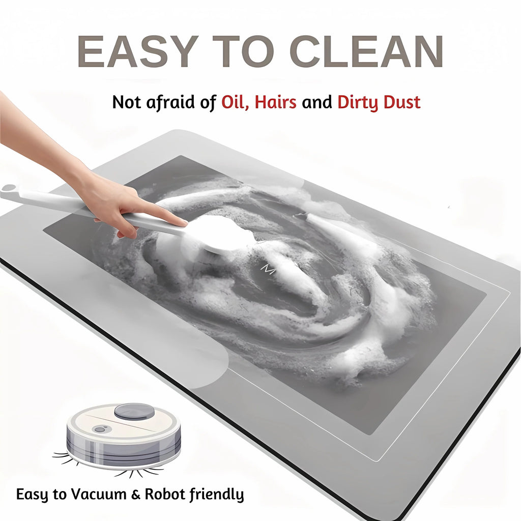 100x200cm Blue Grey Diatomaceous Earth Kitchen Floor Mat - Cuttable, Dirt/Slip Resistant | AlluCanFind