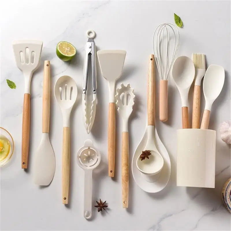 G6KF 14 Pcs Non Cooking Utensils Baking Tool Silicone Kitchen Utensils Set
