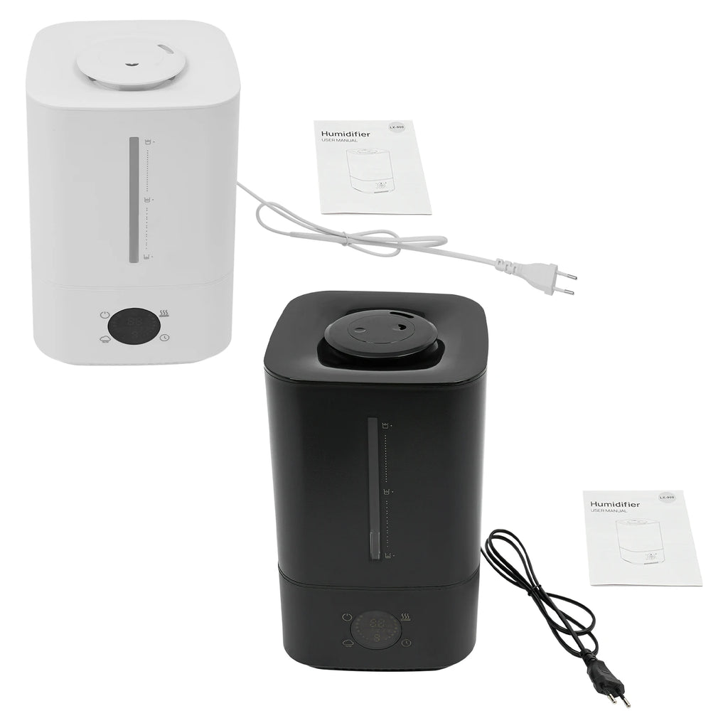 6L White/Black Hot&cold Mist Humidifier 2-in-1 Adjustable Air Humidifier Home Office 360° Rotating Dual Nozzle Humidificador